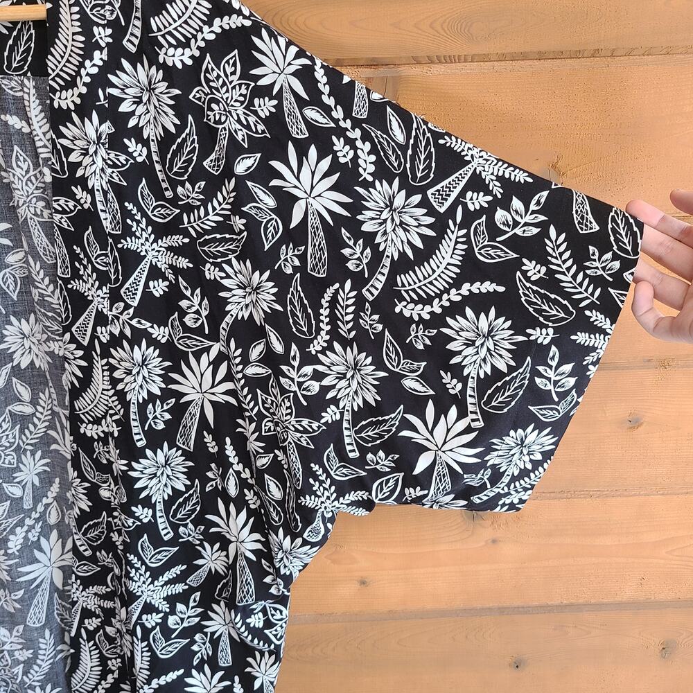 Anthropologie Seafolly Cover Up Kimono Black White Floral Beach Small Swim Boho - Picture 2 of 6